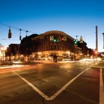 Local intersection at night